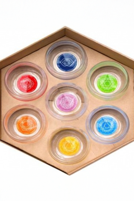 Stiklinių rinkinys su čakra 7 vnt.